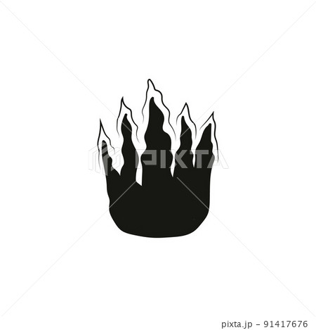 Fire icon. Black icon isolated on white background. Fire silhouette. Simple icon. 91417676