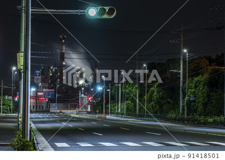 川崎　町工場　工場夜景【神奈川県・川崎市】 91418501