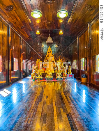 Wat Ang Suwan or Wat Nong Hoi Ubosot wooden temple in Prachuap Khiri Khan, Thailand 91419433