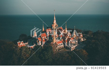 Phra Mahathat Chedi Phakdee Prakat temple in Prachuap Khiri Khan, Thailand 91419503