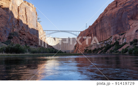 Glen Canyon Dam and Colorado River in Page, Arizona, United States of America. Glen Canyon Dam and Colorado River in Page, Arizona, United States of America. 91419729