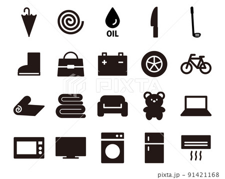 リサイクルイラストのセットB_黒ベタ リサイクルイラストのセットB_黒ベタ 91421168