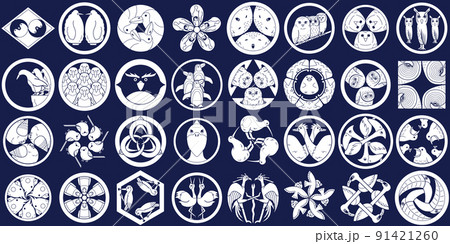 野鳥のイラスト素材 梟 ペンギン 家紋 野鳥のイラスト素材 梟 ペンギン 家紋 91421260