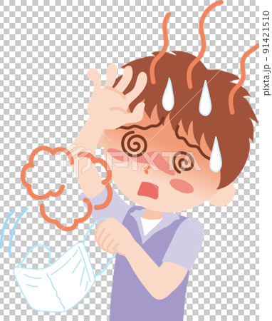 Heat stroke_boy removing the mask 91421510