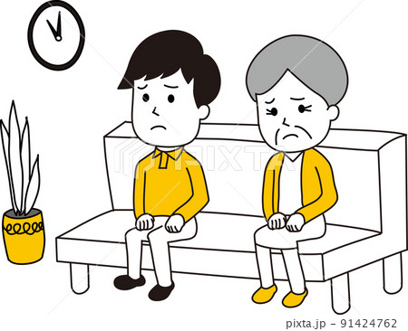 病院の待合室で待っている患者 91424762