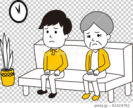 病院の待合室で待っている患者 91424762