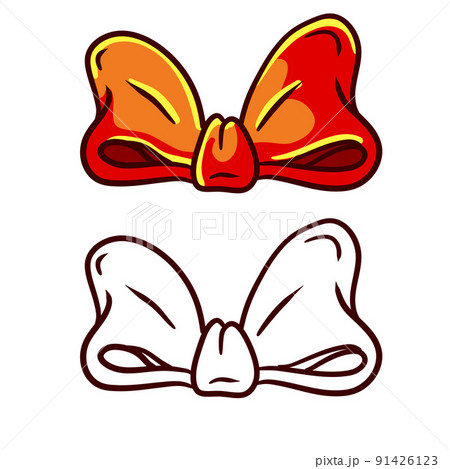 Red bow. Set of color and black and white Red bow. Set of color and black and white 91426123