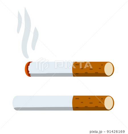 Cigarette. Smoking and a cigarette butt with smoke. Bad habit 91426169