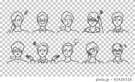 ネガティブな男性のアイコンセット 91426316