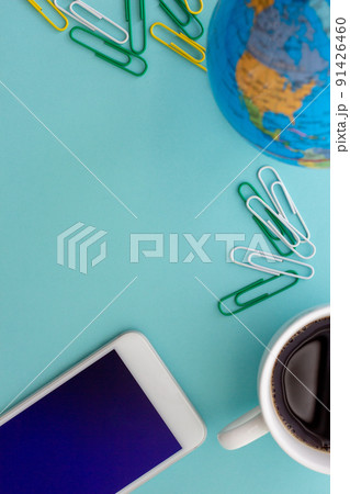 Working space about global telecommunication throughout the world by use mobile phone 91426460