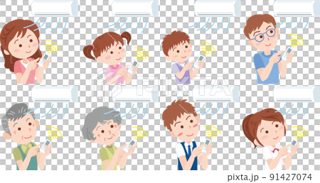 エアコンをつける_年代別人物セット エアコンをつける_年代別人物セット 91427074