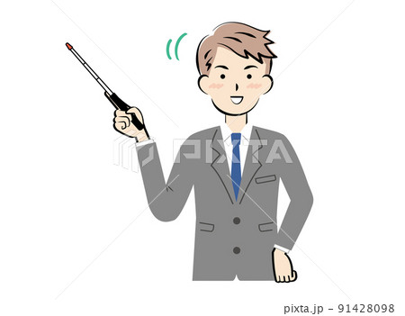 指示棒を持っているスーツ姿の男性 91428098