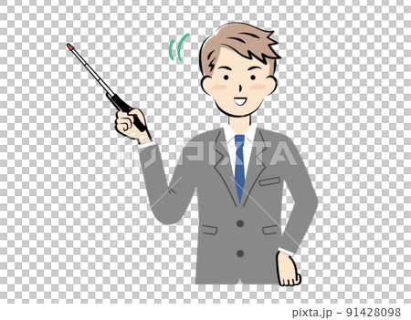 指示棒を持っているスーツ姿の男性 91428098