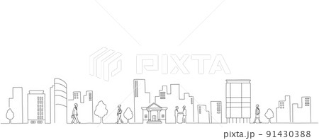 ビジネス街の風景　背景素材　都市 91430388