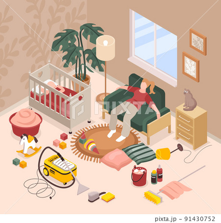 Tired Mom Isometric 91430752