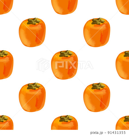 Seamless pattern with iIllustration a persimmon on Seamless pattern with iIllustration a persimmon on 91431355