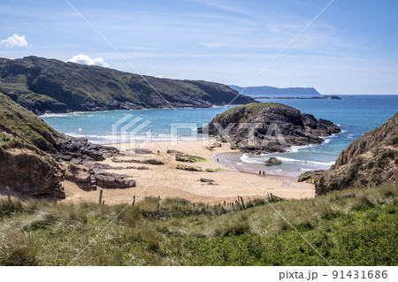The Murder Hole beach, officially called Boyeeghether Bay in County Donegal, Ireland 91431686