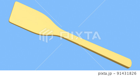 Wooden solid turner or kitchen utensils on blue background. 91431826