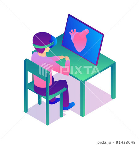 VR Anatomy Isometric Composition 91433048