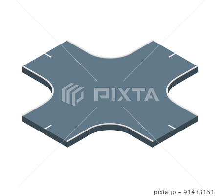 Road Intersection Isometric Composition 91433151