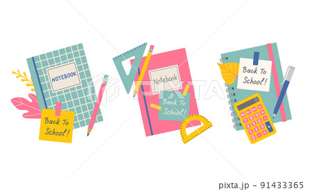 Back to school notebook set vector illustration 91433365