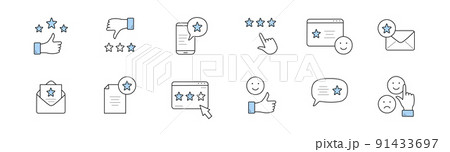 Rate icons set in doodle style review linear signs Rate icons set in doodle style review linear signs 91433697