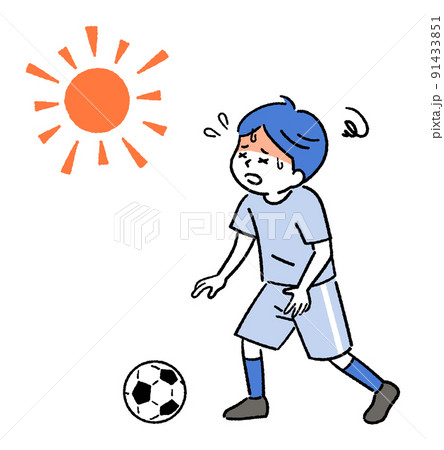熱中症でふらふらするサッカー少年 91433851