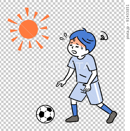 足球男孩因中暑而搖擺不定 91433851
