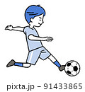 シュートするサッカー少年 91433865