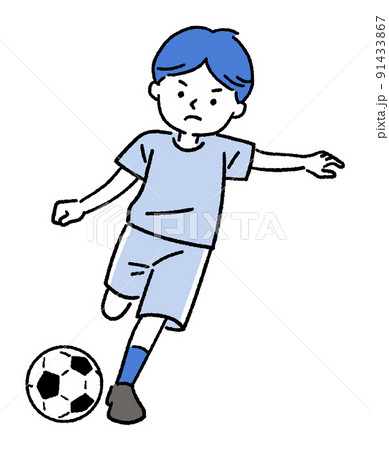 シュートするサッカー少年 91433867