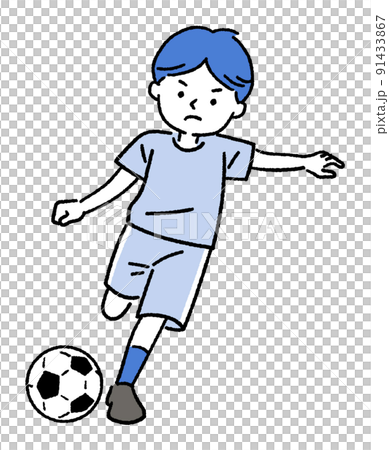 シュートするサッカー少年 91433867