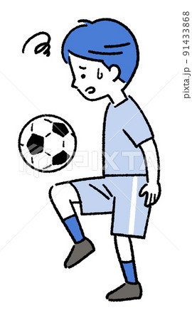 リフティングするサッカー少年 91433868