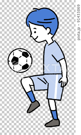 リフティングするサッカー少年 91433869