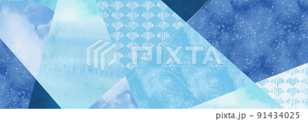 和柄の涼しい背景 水彩テクスチャ 和柄の涼しい背景 水彩テクスチャ 91434025