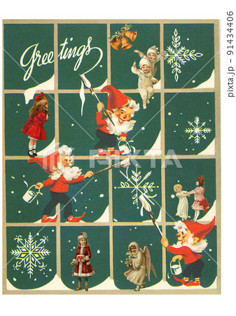 ビンテージ コラージュ クリスマスのイラスト素材 [91434406] - PIXTA