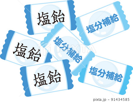 塩飴と塩分補給タブレット_熱中症対策のイラスト 91434585