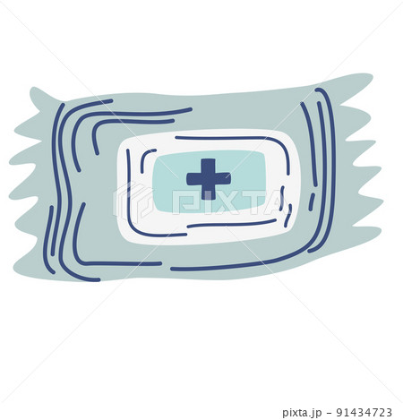 Wet wipes. Antiseptic for hands Disinfection item. Personal protection from infection. Vector cartoon illustration 91434723
