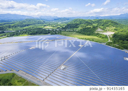 メガソーラー（空撮） 91435165