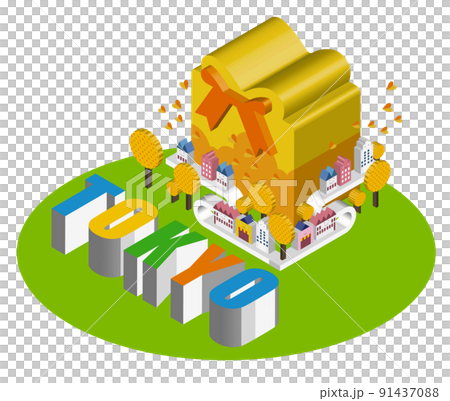 3Dのユニークな建物たちが作り出す楽しい街並みと暮らしの風景。人々が明るく暮らせる建物と街づくり。日 3Dのユニークな建物たちが作り出す楽しい街並みと暮らしの風景。人々が明るく暮らせる建物と街づくり。日 91437088