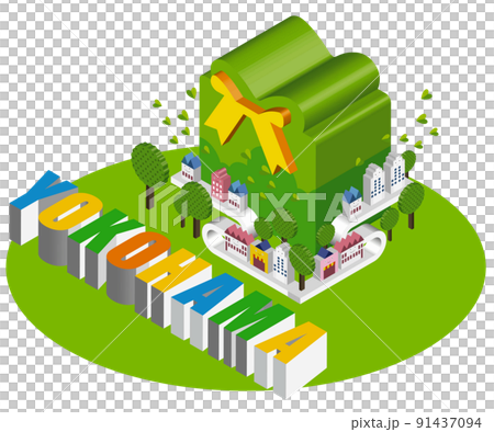 3Dのユニークな建物たちが作り出す楽しい街並みと暮らしの風景。人々が明るく暮らせる建物と街づくり。日 91437094