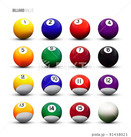 Vector isolated billiard balls on white background. Vector isolated billiard balls on white background. 91438021