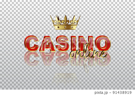 Online casino vector template. Red text with golden crown on transparent background. Online casino vector template. Red text with golden crown on transparent background. 91438919
