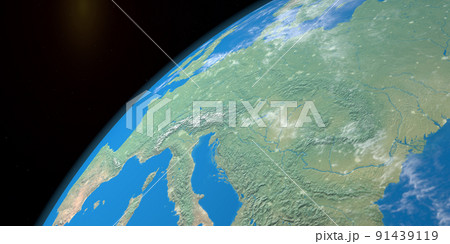 Danube river in planet earth, aerial view from outer space Danube river in planet earth, aerial view from outer space 91439119