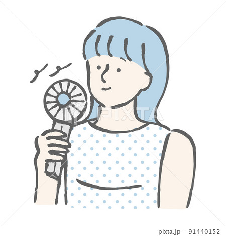 ハンディファン　女性　イラスト 91440152