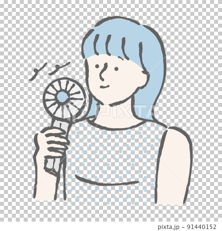 ハンディファン　女性　イラスト 91440152