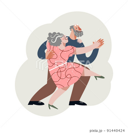 Fun dance of senior people set, elderly couple dancing to music, leisure of funny dancers 91440424