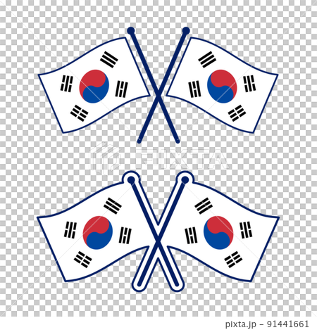 交差した韓国国旗のアイコンセット 91441661