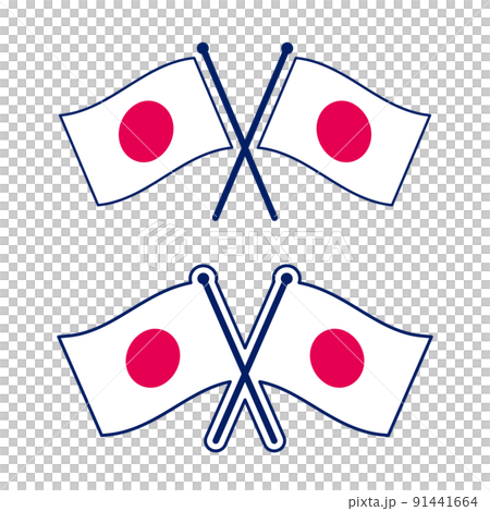 交差した日本国旗のアイコンセット 91441664