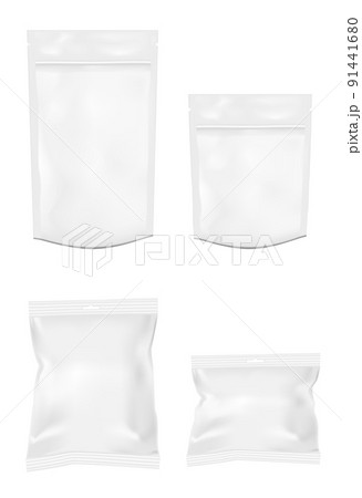 Packaging for snacks, food, chips, sugar and spices. Isolated on a white background Packaging for snacks, food, chips, sugar and spices. Isolated on a white background 91441680