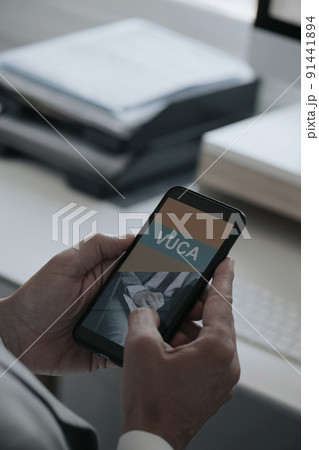 smartphone reads the text user generated content 91441894